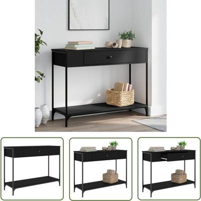 The Living Store - Konsolentisch Schwarz 100x34,5x75 cm Holzwerkstoff - Konsolentisch - Flurtisch Image
