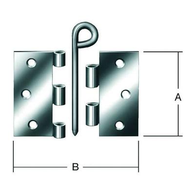 Vormann - Scharnier Höhe 75 mm Breite 75 mm Stärke 2 mm Stahl blau verzinkt käntig Image