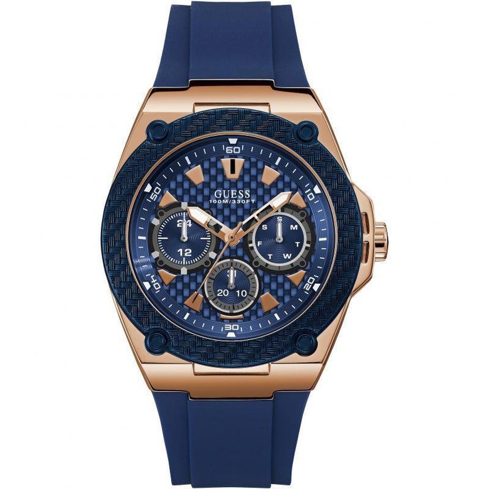 Guess W1049G2 Legacy Blaues Zifferblatt Blaues Silikon Herrenuhr Image