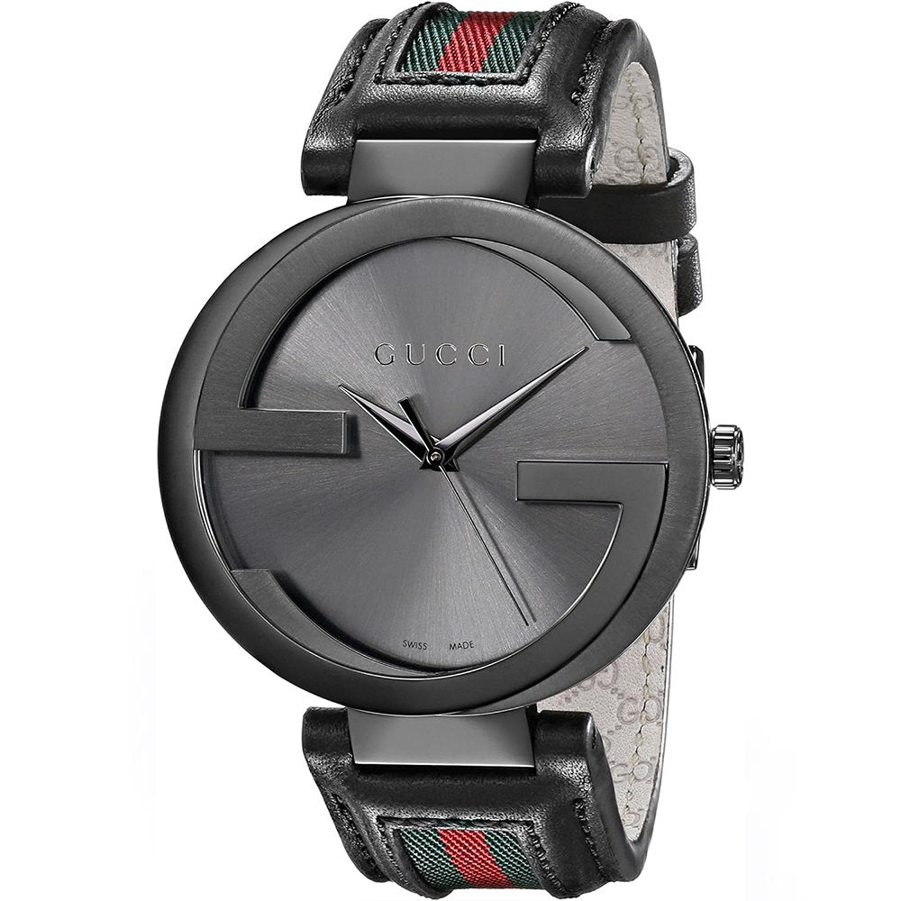 Gucci YA133206 Interlocking 42mm rot und grün Muster Strap Unisex Watch Image