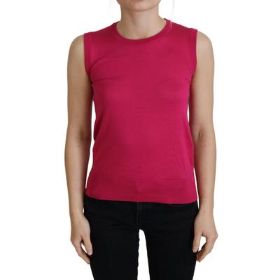 Dolce & Gabbana Damen Pink Seiden-Weste Pullover Rundhals Top Image