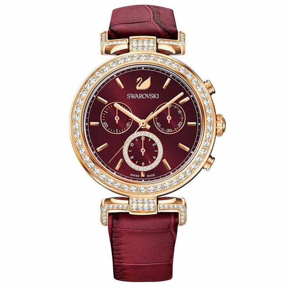 Swarovski 5416701 Era Journey Dunkelrot Rose-Gold-Ton PVD Damenuhr