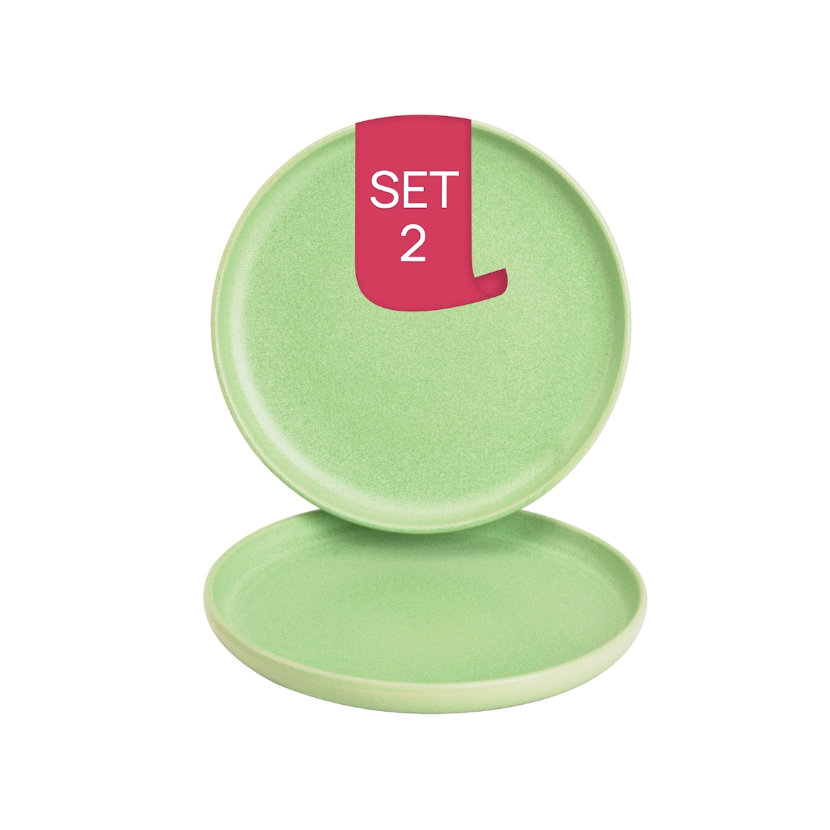 James Cooke Bliss flache Teller - 2er-Set, Steingut, Ø 22 cm, hellgrün, Seidenglanz Image