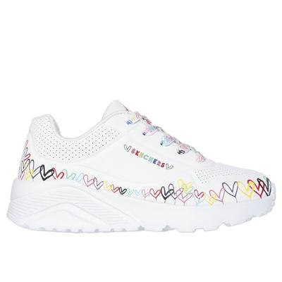 Skechers Girl's JGoldcrown: Uno Lite - Heart Daze Sneaker | Size 13.0 | White | Synthetic | Machine Washable