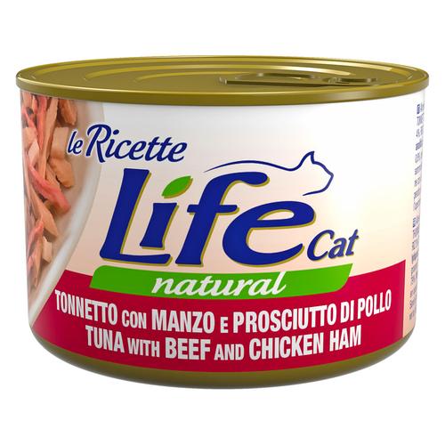 Sparpaket: 24x150g Life Cat ""Le Ricette"" Thunfisch, Rindfleisch, Schinken Katzenfutter nass