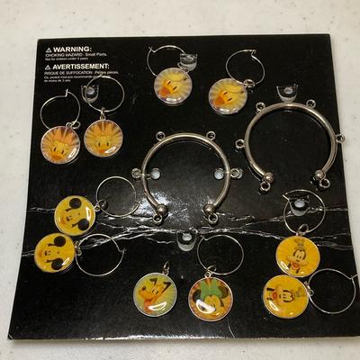 Disney Dining | Disney Characters Wine Glasses Charms New | Color: Gold | Size: Os
