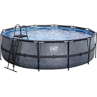 Framepool EXIT "inkl. Sicherheitsleiter", grau, H:122cm Ø:488cm, Schwimmbecken, ØxH: 488x122 cm, mit Kartuschenfilteranlage und Filterkartusche Image