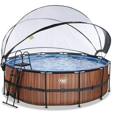 Framepool EXIT "inkl. multifunktionaler Poolabdeckung", braun, H:122cm Ø:427cm, Schwimmbecken, ØxH: 427x122 cm, mit Sandfilteranlage und Sicherheitsleiter Image