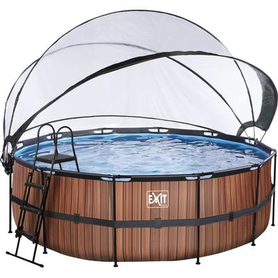 Framepool EXIT "inkl. multifunktionaler Poolabdeckung & Wärmepumpe", braun, H:122cm Ø:427cm, Schwimmbecken, ØxH: 427x122 cm, mit Sandfilteranlage und Sicherheitsleiter Image