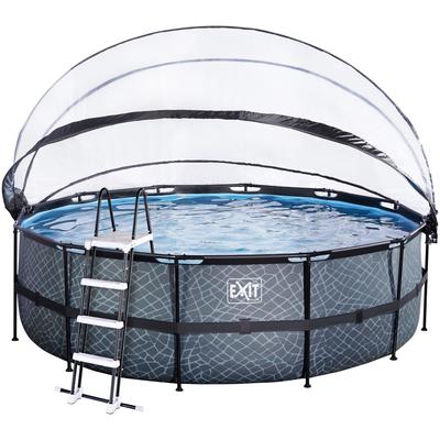 Framepool EXIT "inkl. multifunktionaler Poolabdeckung und Sicherheitsleiter", grau, H:122cm Ø:450cm, Schwimmbecken, ØxH: 450x122 cm, mit Sandfilteranlage