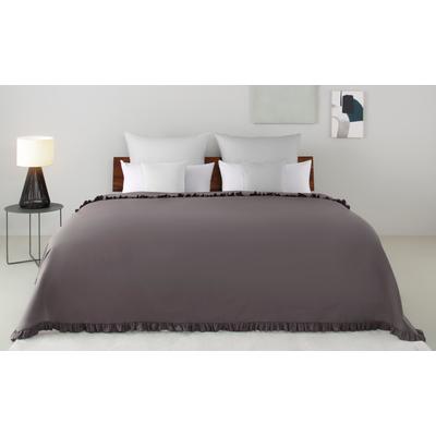Tagesdecke HOME AFFAIRE "Violetta, leichter Überwurf mit Rüschen, ohne Füllung", grau (anthrazit), B:240cm L:250cm, Baumwolle, Tagesdecken, mit Volants, 100% Baumwolle, auch als Tischdecke verwendbar Image