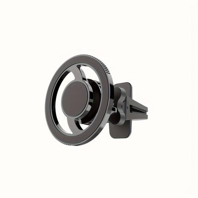 TEMU Abs Material Magnetic Car Phone Holder - Compatible Circular Air Vent Ring Mount For Mobile Devices Image