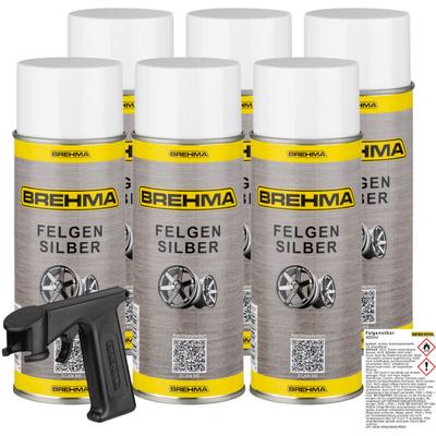 6x Brehma Felgensilber Autolack Felgenlack Sprühdose Lackspray 400ml mit Griff