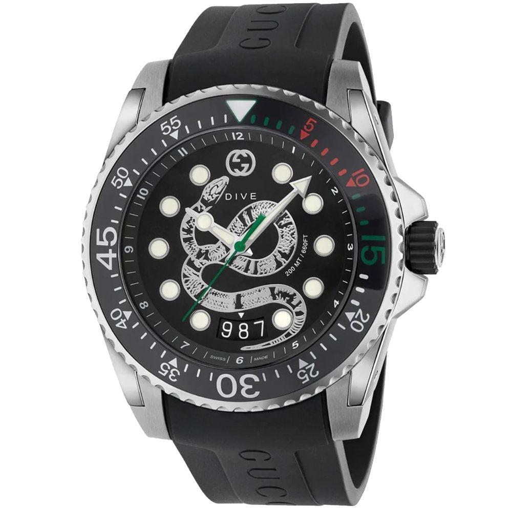 Gucci YA136217 Schwarzes Schlangenzifferblatt Herrenuhr Image