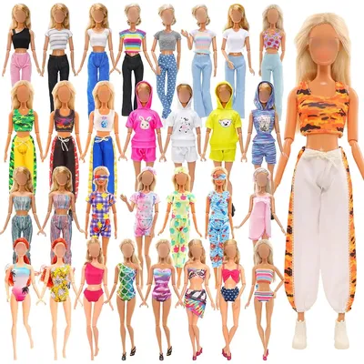 BARWA 9 Sets Doll Clothes Pajamas with Eye Masks, Sports Suit, Hooded Outfits, Casual Tops and