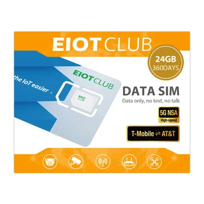 EIOTCLUB USA Prepaid SIM Card - 24GB 360DAY, Supports AT&T and T-Mobile Networks, High Speed 5G/4G