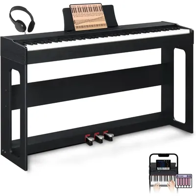 Digital Piano 88-Key Weighted Action Electric Piano with 3-Pedal Unit, Double Bluetooth,