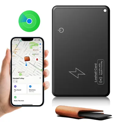 Wireless Charging Wallet Tracker Card Work with Apple Find My App Smart Card Tracker Item Tracker