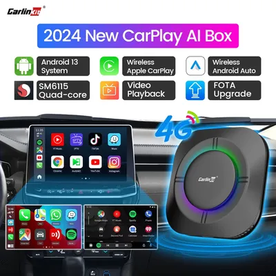 2024 NEW CarPlay AI Box LED Android 13 SM6115 8-Core CPU 5G WiFi BT GPS For Netflix Wireless Android