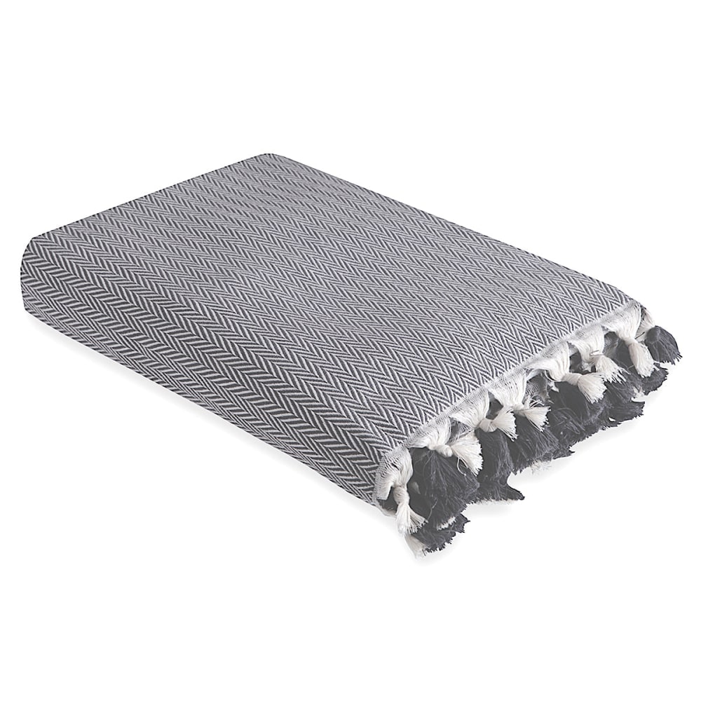 Plaid coton gris moyen 160x250