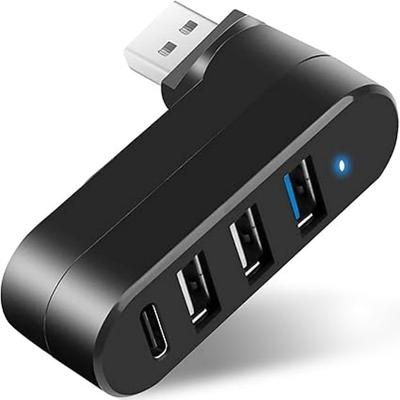 USB 3.0 Hub 4 Ports USB Splitter Extender Multi-Port Adapter with 3 USB Ports 1 USB C Power/Data Port for Laptop