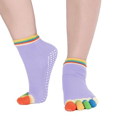 Yoga Socks Grip Yoga Socks Five Toe Socks 1 Pair Women's Socks Anti-Slip Breathable Moisture Wicking Protective Yoga Pilates Dance Bikram Barre Sports Winter Deep Purple Azure PinkYellow