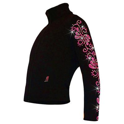 Figure Skating Fleece Jacket Women's Girls' Ice Skating Jacket Top Black Pink Blue Stretchy Training Competition Skating Wear Thermal Warm Crystal / Rhinestone Long Sleeve Ice Skating Figure Skating