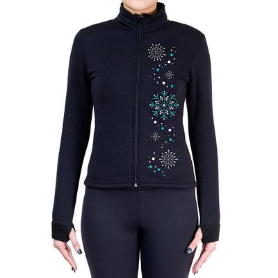 Figure Skating Fleece Jacket Women's Girls' Ice Skating Jacket Top Black Thumbhole Stretchy Training Competition Skating Wear Thermal Warm Crystal / Rhinestone Long Sleeve Ice Skating Figure Skating