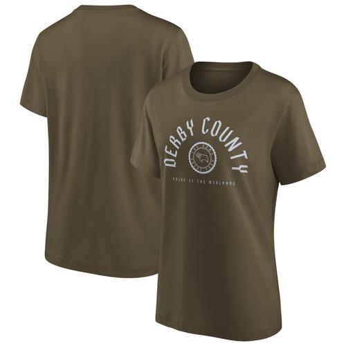 Derby County College Stamp T-Shirt – Khaki – Damen