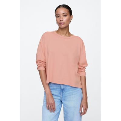Gap Womens Pink Favourite Oversized Cotton-Modal Crew Neck Long Sleeve T-Shirt - Pink