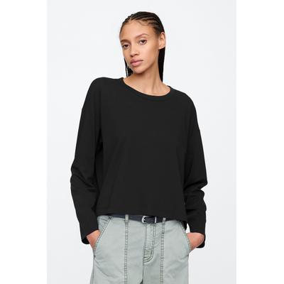 Gap Womens Black Favourite Oversized Cotton-Modal Crew Neck Long Sleeve T-Shirt - Black
