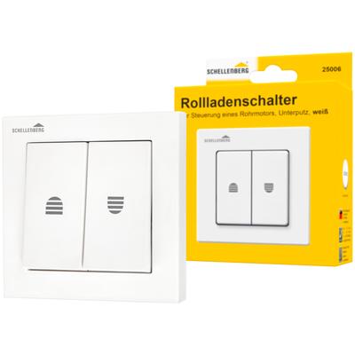 Schalter SCHELLENBERG "für Jalousien mit Rastfunktion zur Unterputzmontage", weiß, B:8cm H:8cm L:4,5cm, Kunststoff, Schalter, Rollladenschalter für elektrischen Rollladen und Markisen Image