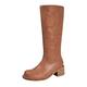 𝗥ed Glitter Shoes for Women Calf Boots Knee High Boots High Heeled Long Boots 𝗖hunky Platform Boots (Wine, 8)