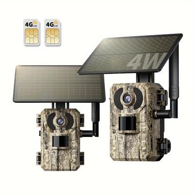 TEMU 2pcs 4g Lte Cameras 2.7k Live , - Tracking Live , , Including Sim , Application , , And 0.2 , , , Sd (up To 128gb), -fi