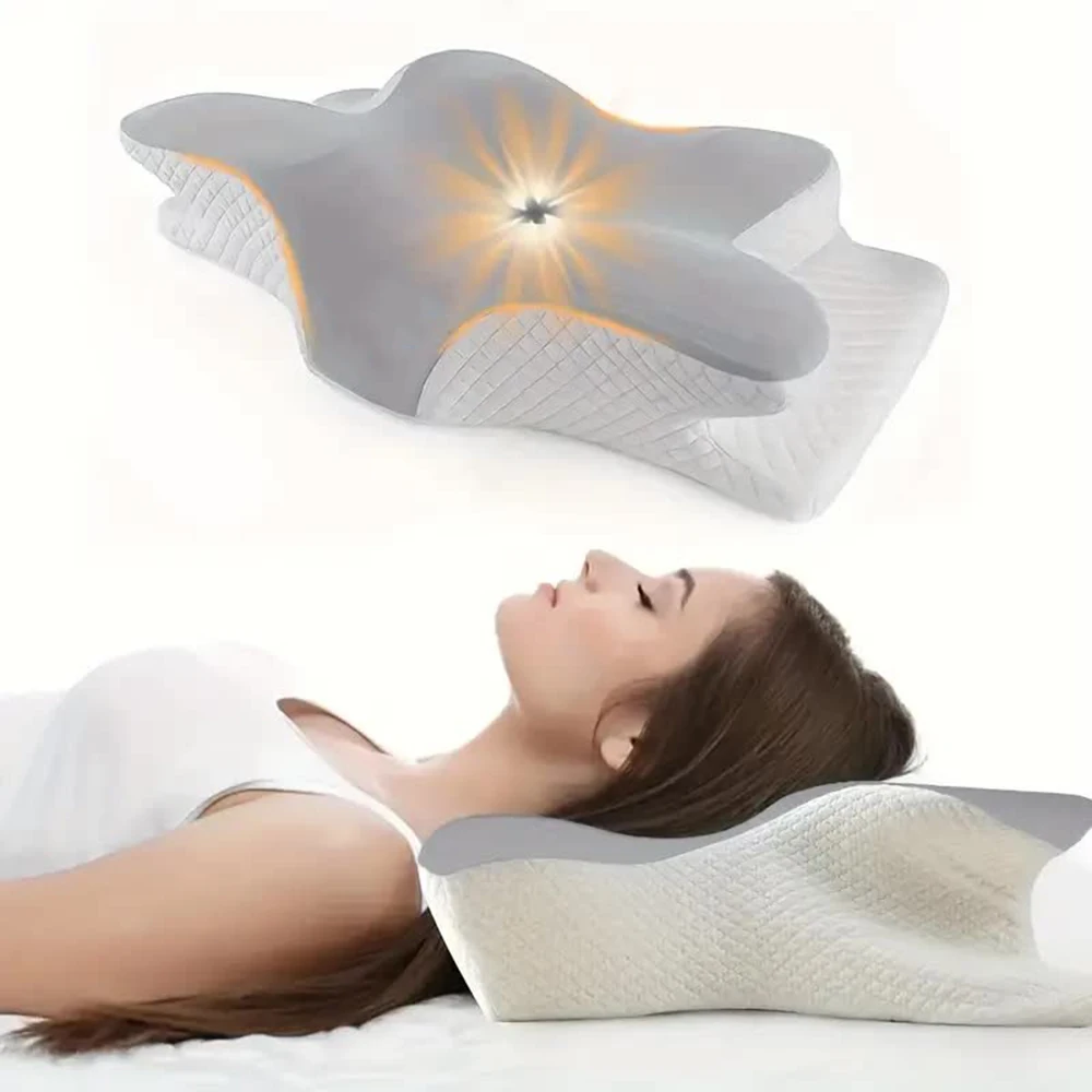 Cuscini in memory foam a forma di farfalla rilassante cervicale a rimbalzo lento cuscino per il collo sollievo dal dolore cuscino ortopedico per dormire