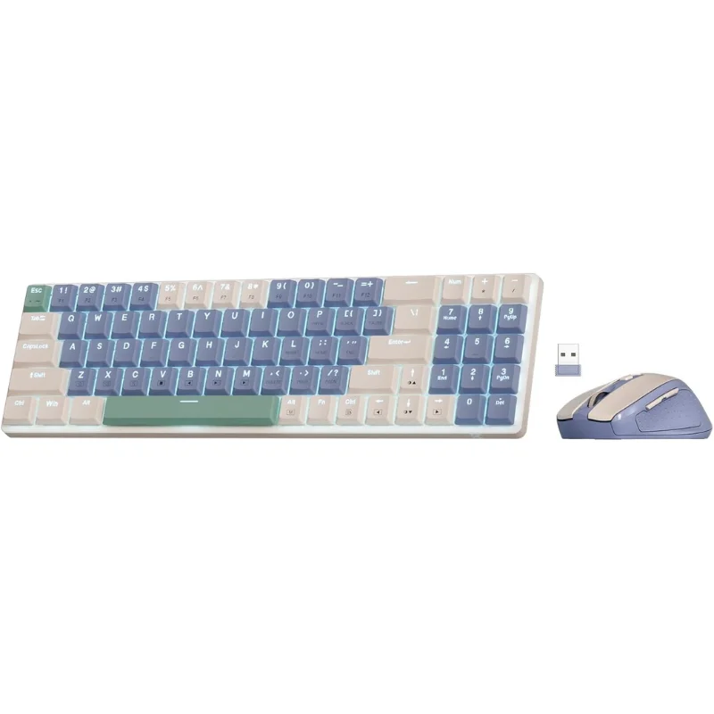 Redragon BS8772 Combinazione tastiera e mouse wireless, 78 tasti Tastiera meccanica wireless a basso profilo da 2,4 Ghz/2400 DPI Mou ergonomico