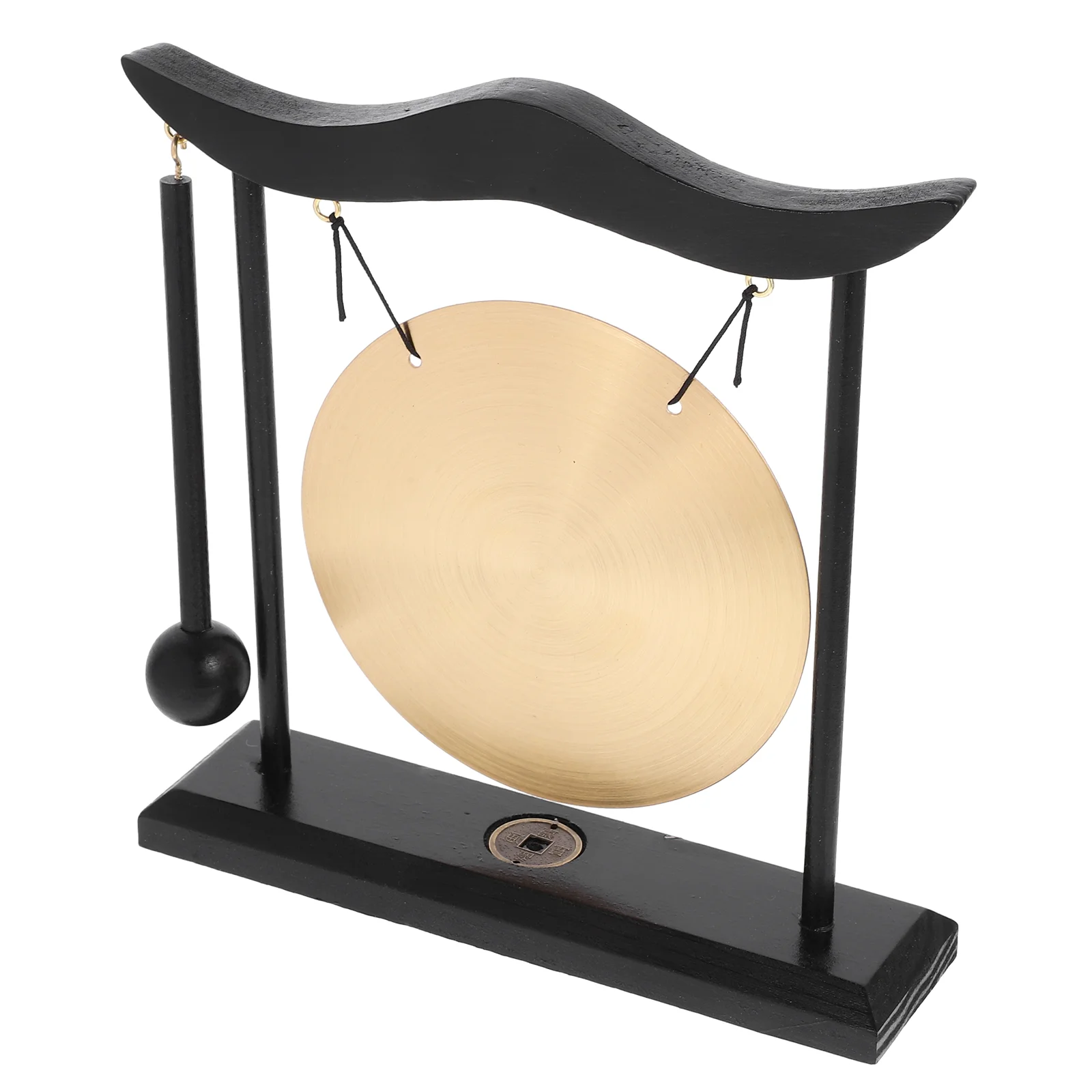Desktop Gong Kupfer Glocke Kleine Feng Shui Metall Becken Chinesische Holz Dekorative Mittelstücke Wohnzimmer Couchtisch