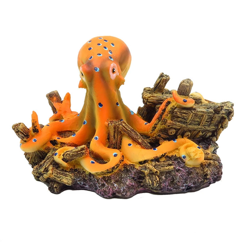 Harz Octopus Statue Ornamente Landschaftsbau Zubehör Für Schildkröte Aquarium Aquarium Dekoration Fishbowl Hintergrund Dekoration Image