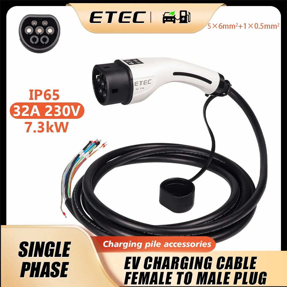 Etec ev ladegerät stecker typ2 kabel 16a 32a 8kw 11kw 22kw 1phase 3phase auto ladestation für elektroauto IEC62196-2 ekep3 Image