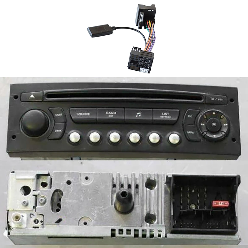 Auto Audio Bluetooth 5,0 Empfänger Aux Adapter für Peugeot Citroen C2 C5 RD45 RD4 Funkmodul Bluetooth Aux Kabel Image