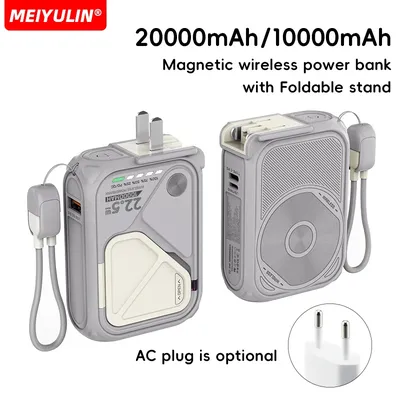 20000 mAh Wireless Power Bank Ständer 10000 mAh Tragbare Magnetische Schnelle Lade Externe Batterie AC Stecker für iPhone Samsung Xiaomi