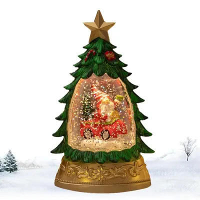 Christmas Snow Globe Christmas Tree Shape Snow Globe Water Lantern Battery Operated Lighted Lantern For Home Decoration