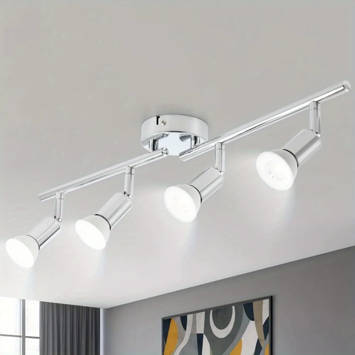 Drehbare 4-Flammen-LED-Deckenstrahler mit GU10-Wand- und Decken-LED-Lampe für Küche/Wohnzimmer/Schlafzimmer