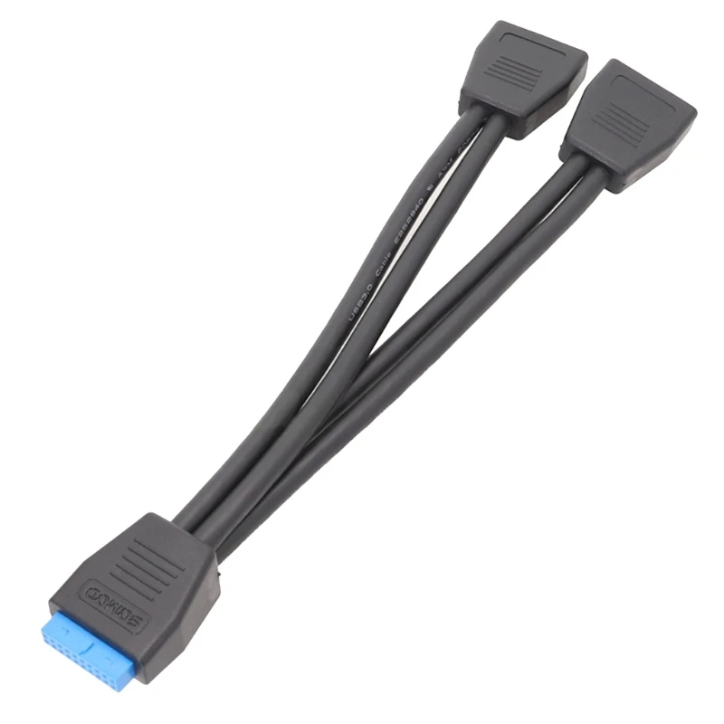 1 STÜCK Motherboard USB 3.0 19PIN Header 1 auf 2 Verlängerungssplitterkabel, 20 cm 19Pin internes Verlängerungs-Header-Kabel, Schwarz Image
