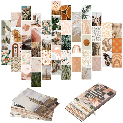 50 Stück Boho ästhetische Bilder Wand Collage Kit Pfirsich blaugrün Fotosammlung Collage Wohnheim Image