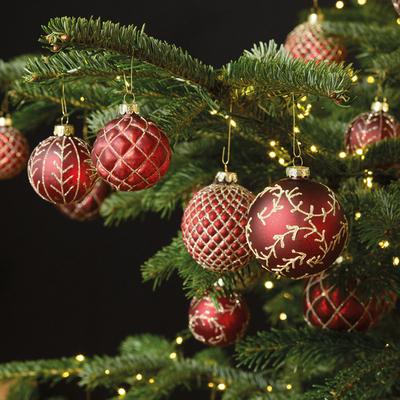 Weihnachtskugel Glitter Rot/Gold Ø8cm 12er-Set Image