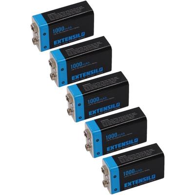 5x 9V-Akku Block für diverse Geräte (1000mAh, 9V, Li-Ion), ready-to-use, mit Micro usb Buchse Image