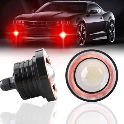 2PCS Super Bright 3' Universal led Nebelscheinwerfer Projektor 12V 10W Rot cob Halo Angel Eyes
