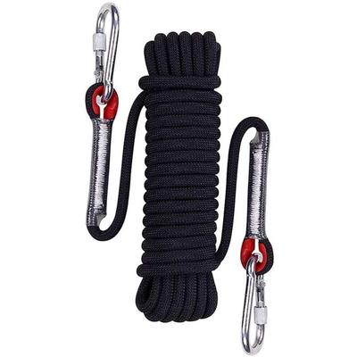 Outdoor-Kletterseil, Outdoor-Kletterseil, schwarzes geflochtenes Nylon-Sicherheitsseil, 15 m