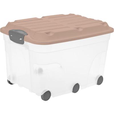 Aufbewahrungsbox Roller 6 mit Rollen und Deckel 57 l meadow rose - Rotho Image
